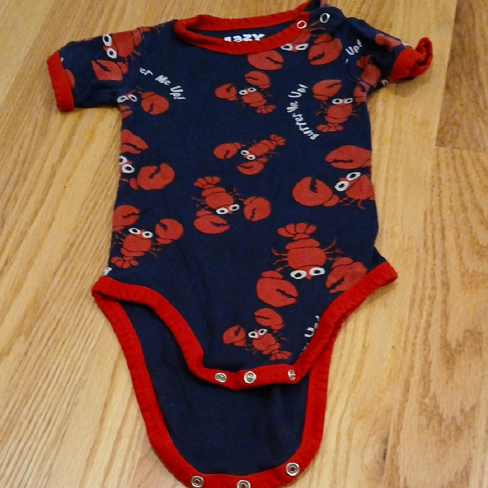 54️⃣$10 Lazy One Blue and Red Lobster Bodysuit
